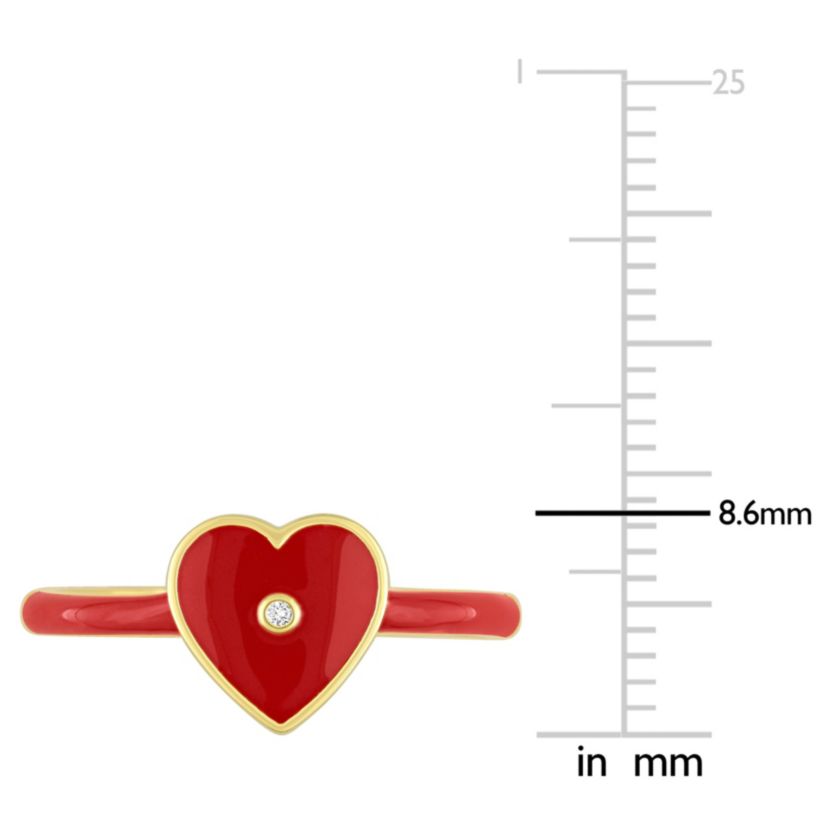 Lab Created Created White Sapphire Heart Ring in Yellow Plated Sterling Silver