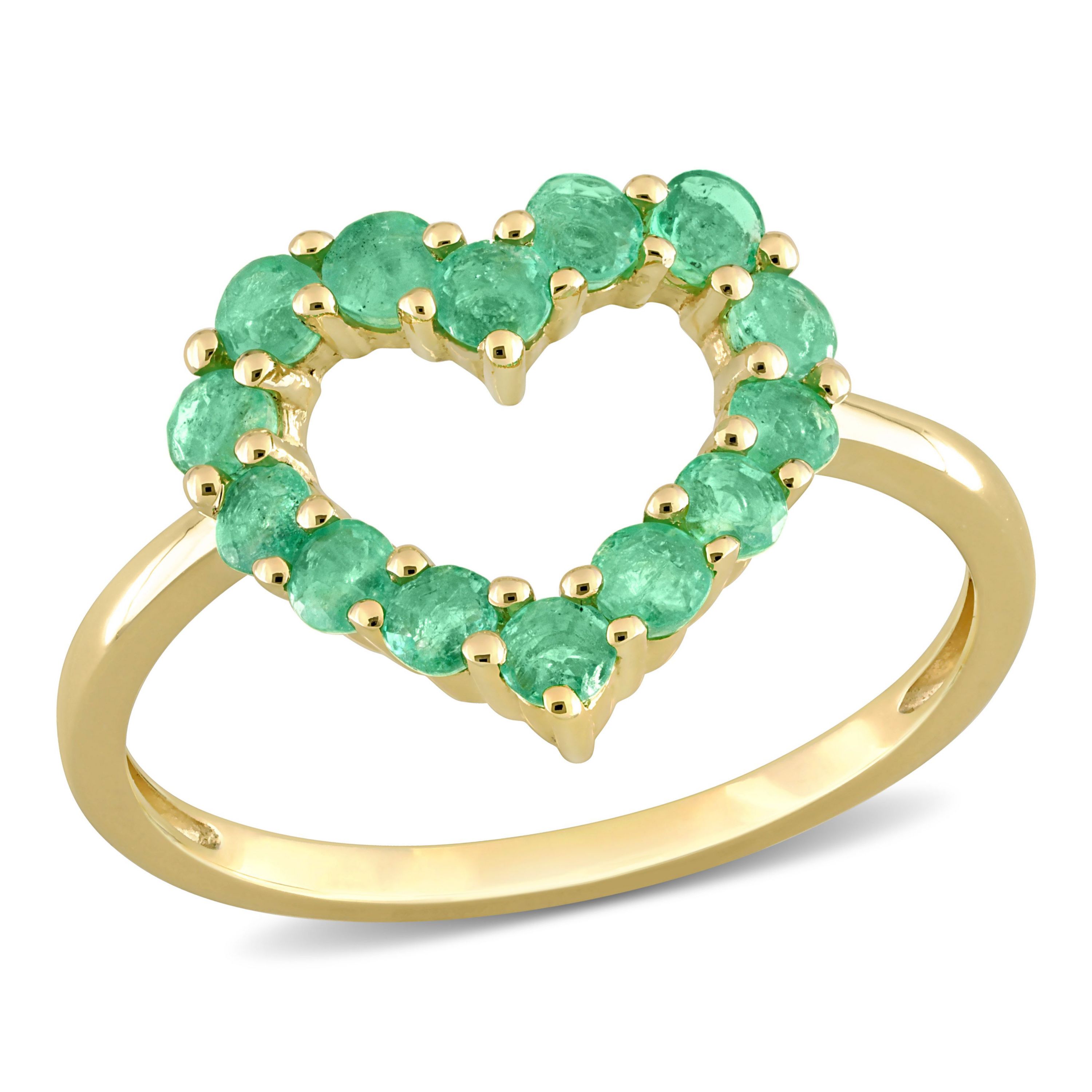 Emerald Open Heart Ring in 10K Yellow Gold