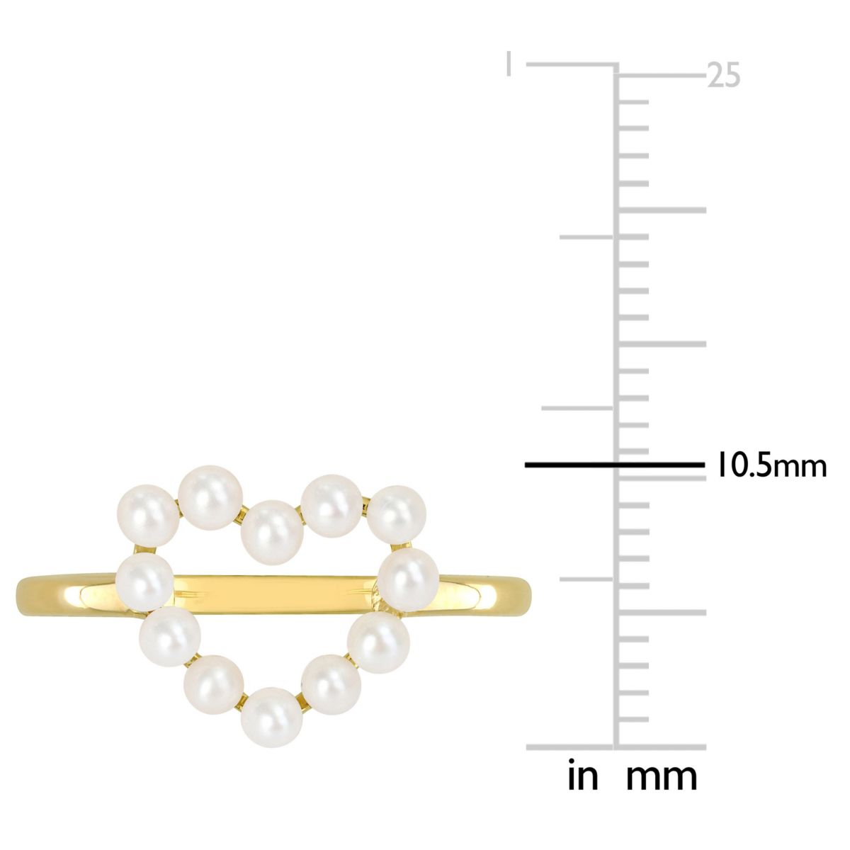 White Freshwater Cultured Pearl Open Heart Ring in 14K White Gold