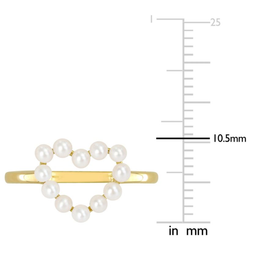 White Freshwater Cultured Pearl Open Heart Ring in 14K White Gold