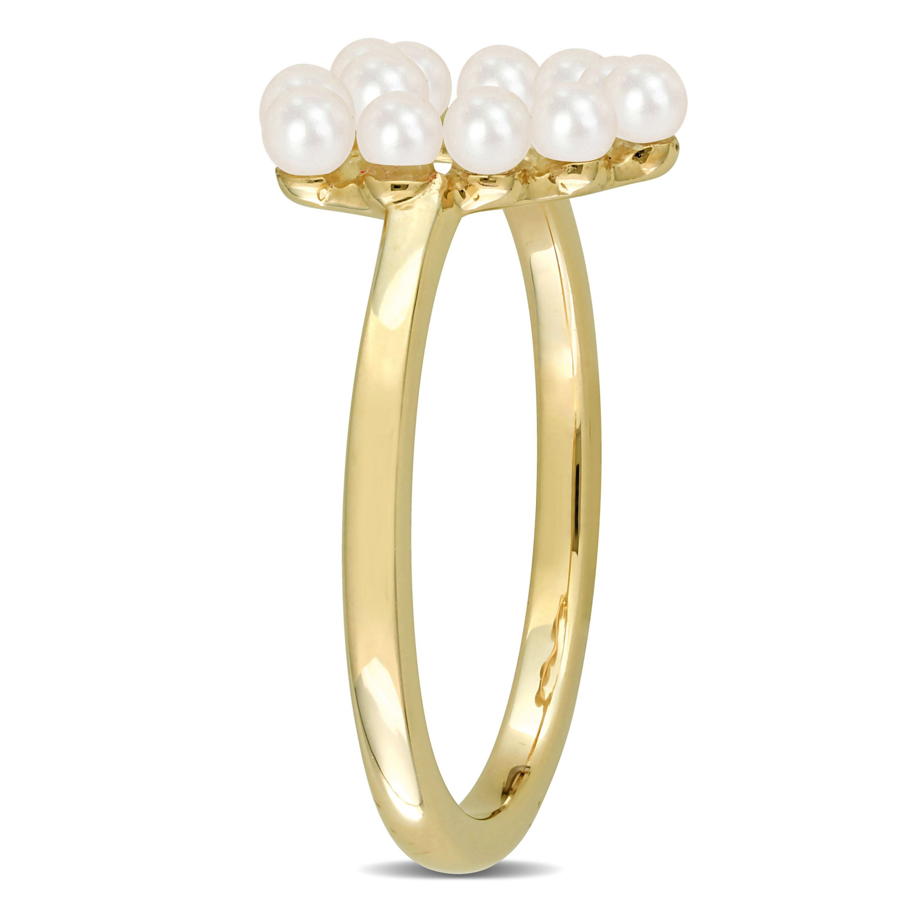 White Freshwater Cultured Pearl Open Heart Ring in 14K White Gold