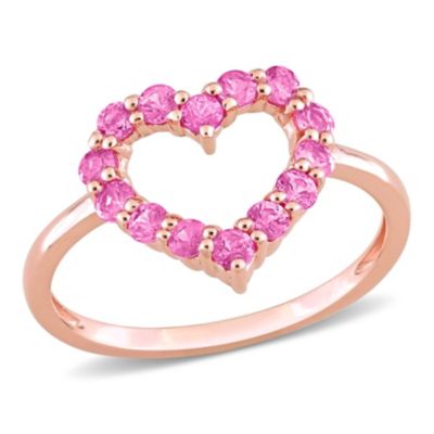 Belk & Co Pink Sapphire Open Heart Ring in 10K Rose Gold, 6
