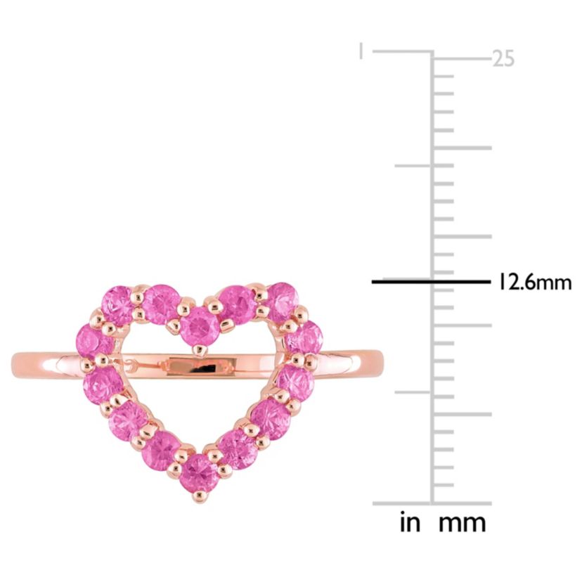 Pink Sapphire Open Heart Ring in 10K Rose Gold