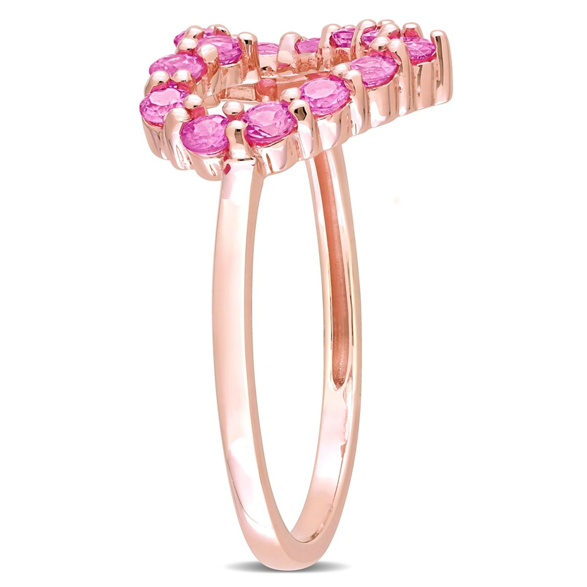 Pink Sapphire Open Heart Ring in 10K Rose Gold