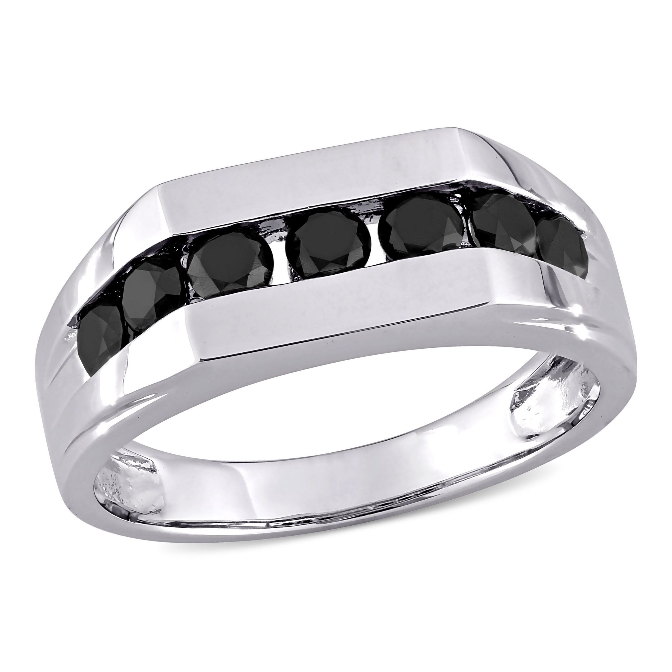 1 ct. t.w. Black Diamond Mens Ring in 10K White Gold