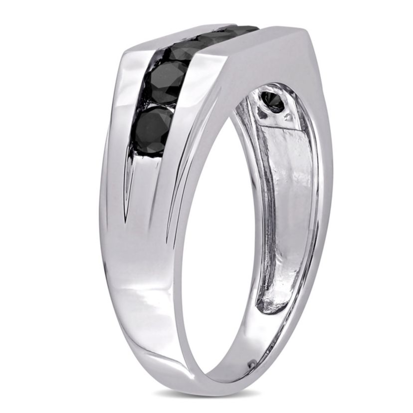 1 ct. t.w. Black Diamond Mens Ring in 10K White Gold