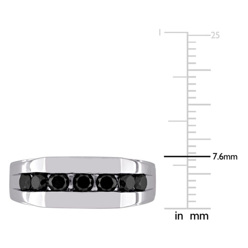 1 ct. t.w. Black Diamond Mens Ring in 10K White Gold