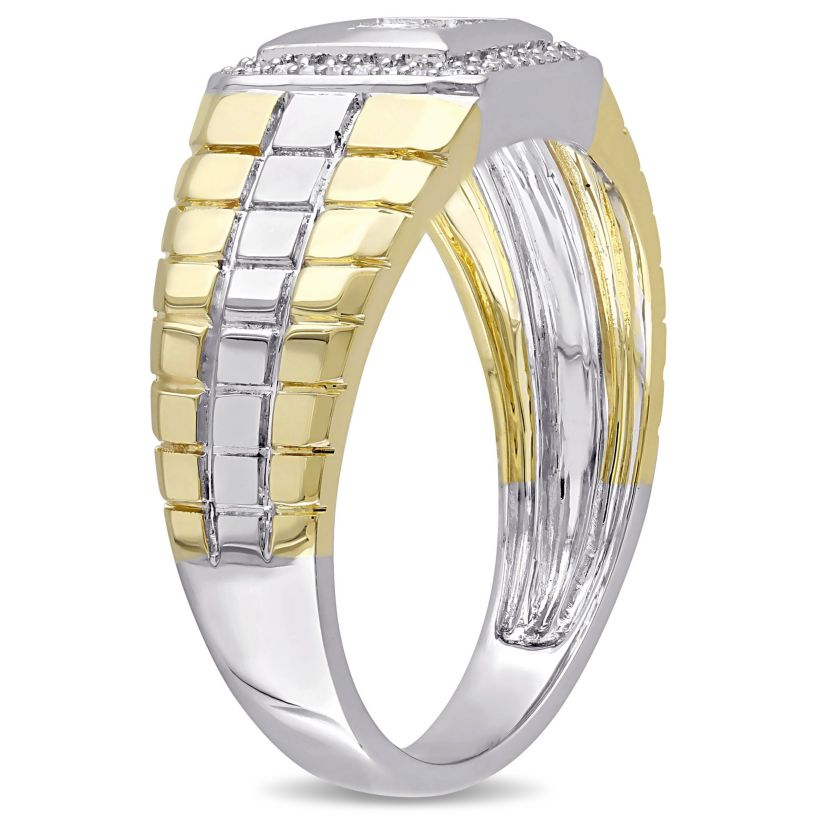 1/2 ct. t.w. Princess and Round Diamonds Mens Ring in 10K Two-Tone Gold