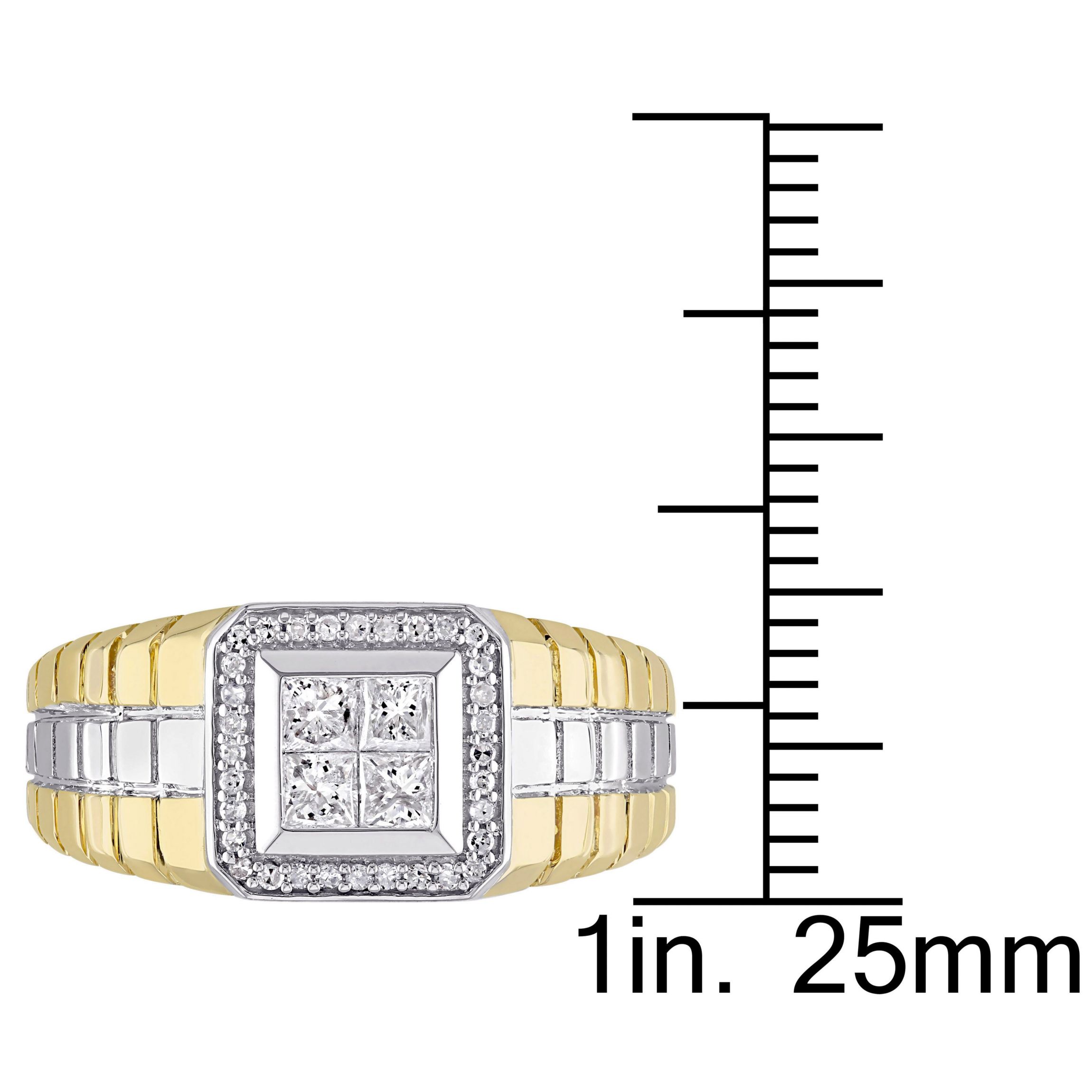1/2 ct. t.w. Princess and Round Diamonds Mens Ring in 10K Two-Tone Gold