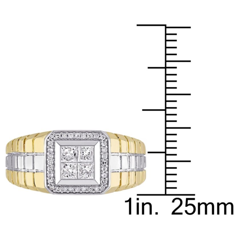 1/2 ct. t.w. Princess and Round Diamonds Mens Ring in 10K Two-Tone Gold