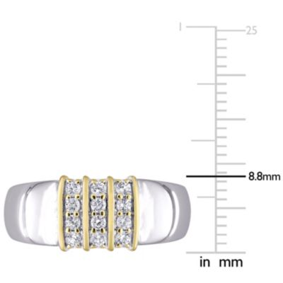 Lab Created White Sapphire Men's Ring 10K Yellow Gold & Sterling Silver