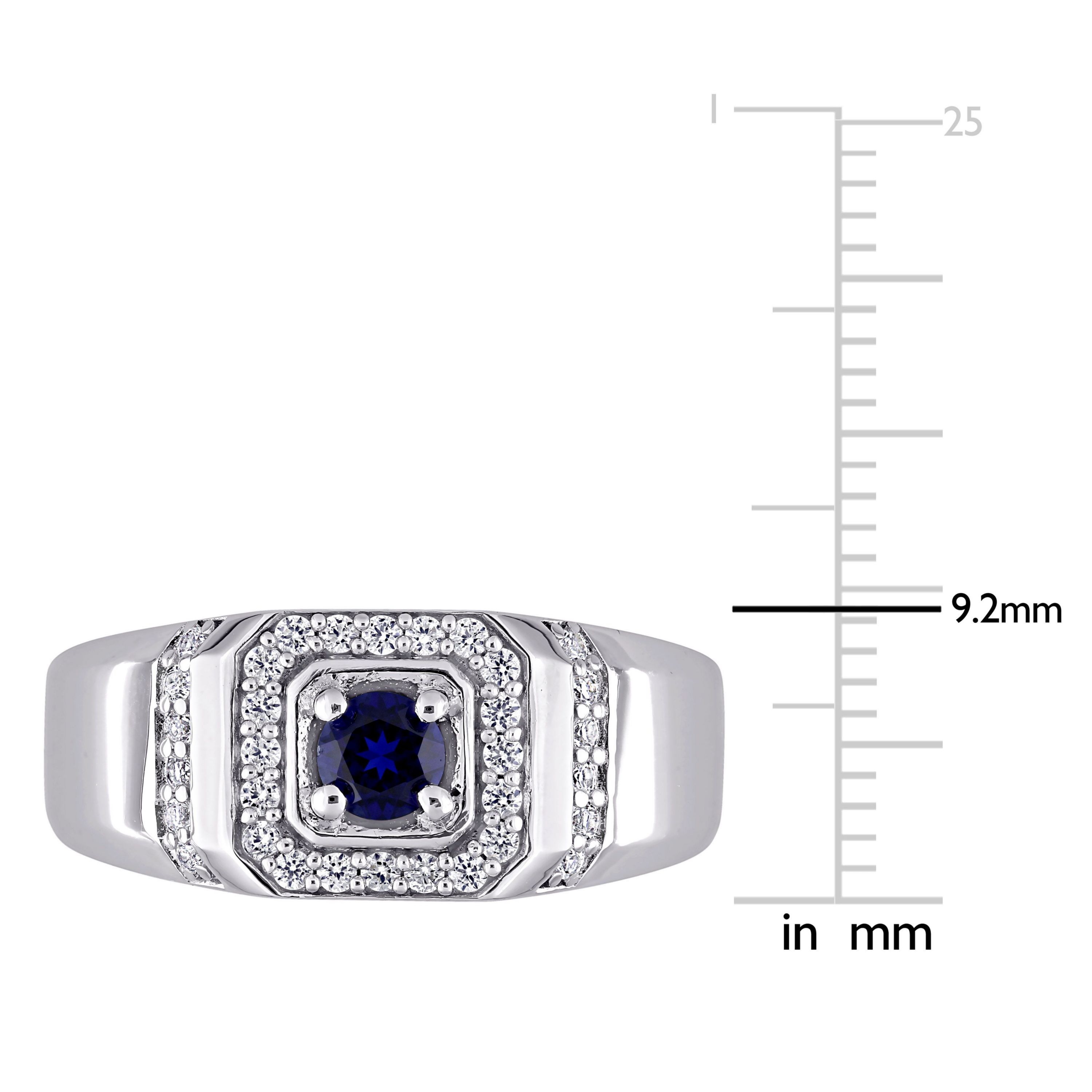 Lab Created Created Blue and Created White Sapphire Mens Ring in Sterling Silver