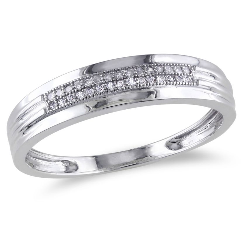 1/10 ct. t.w. Diamond Mens Ring in 10K White Gold