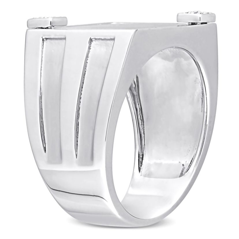 1/10 ct. t.w. Diamond and Black Onyx Mens Ring in Sterling Silver