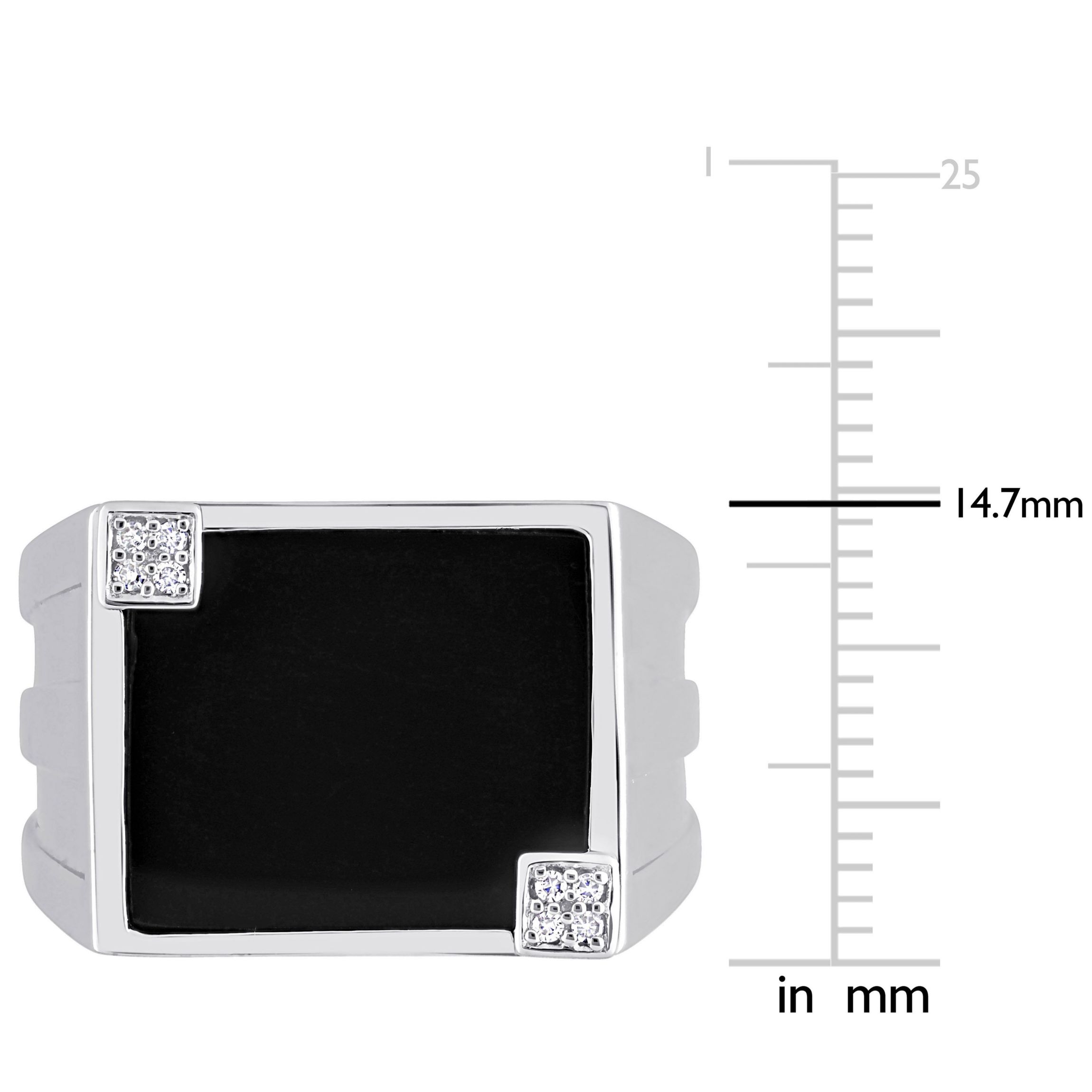 1/10 ct. t.w. Diamond and Black Onyx Mens Ring in Sterling Silver