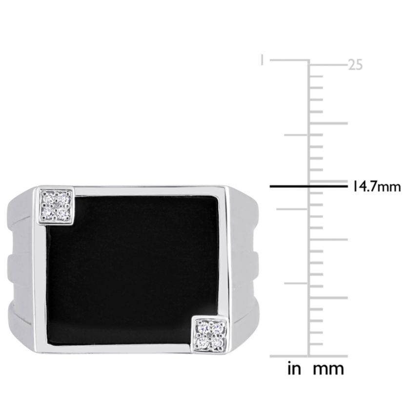 1/10 ct. t.w. Diamond and Black Onyx Mens Ring in Sterling Silver