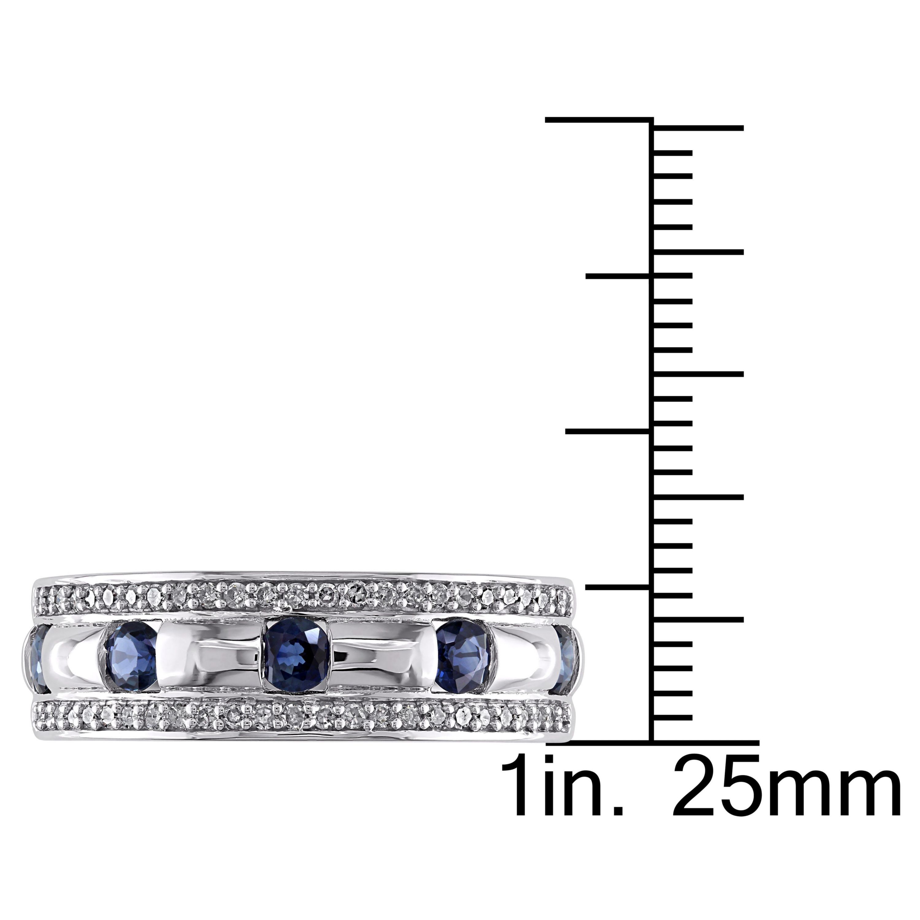 1/4 ct. t.w. Diamond and Sapphire Wedding Band Ring in 10K White Gold