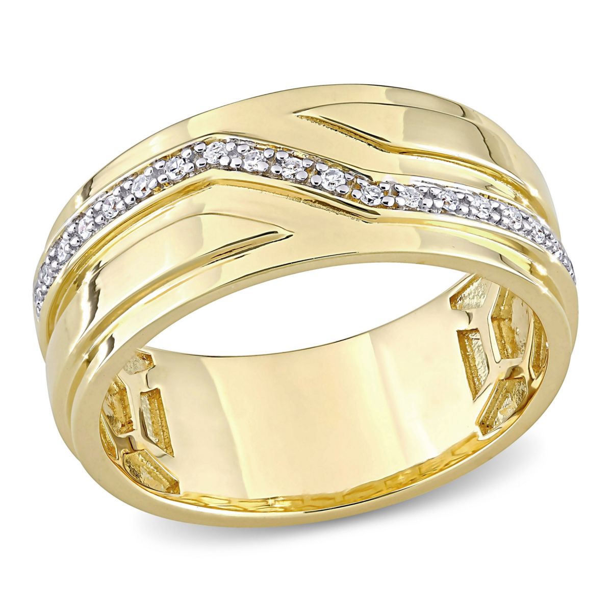 1/10 ct. t.w. Diamond Mens Ring in Yellow Plated Sterling Silver