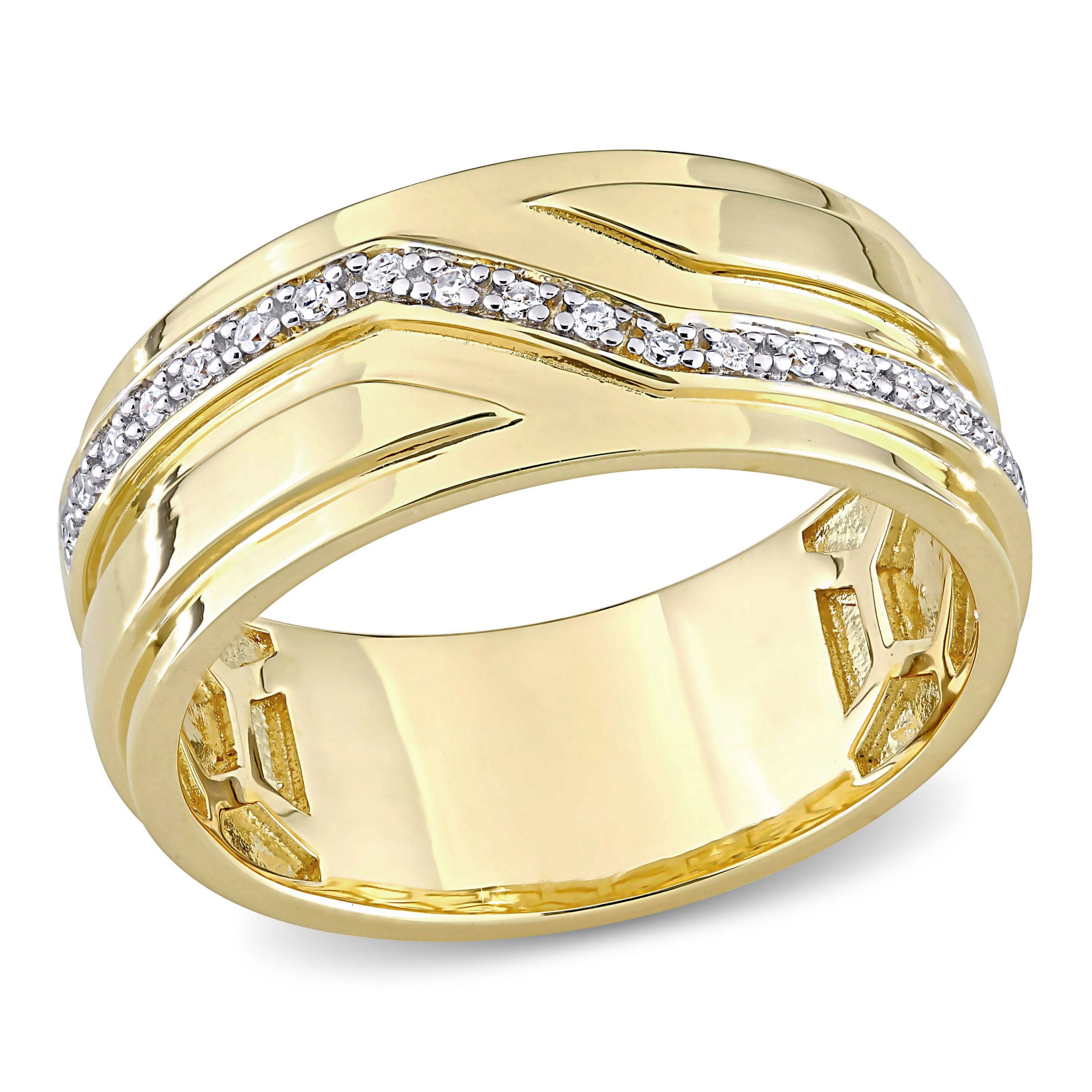 1/10 ct. t.w. Diamond Mens Ring in Yellow Plated Sterling Silver