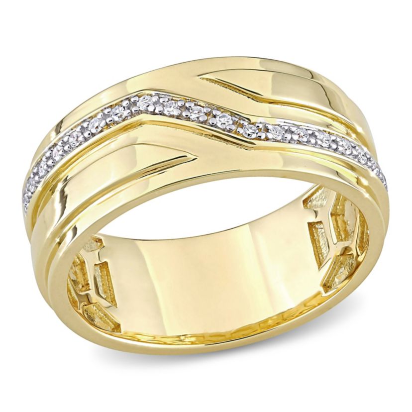 1/10 ct. t.w. Diamond Mens Ring in Yellow Plated Sterling Silver