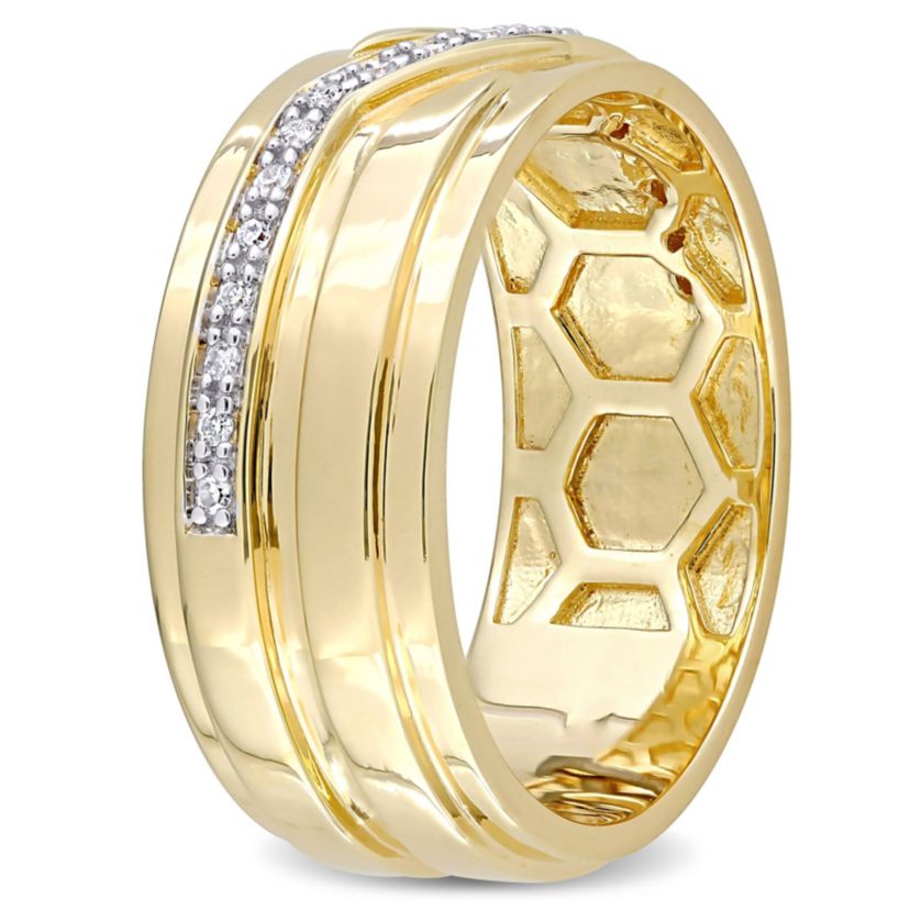 1/10 ct. t.w. Diamond Mens Ring in Yellow Plated Sterling Silver