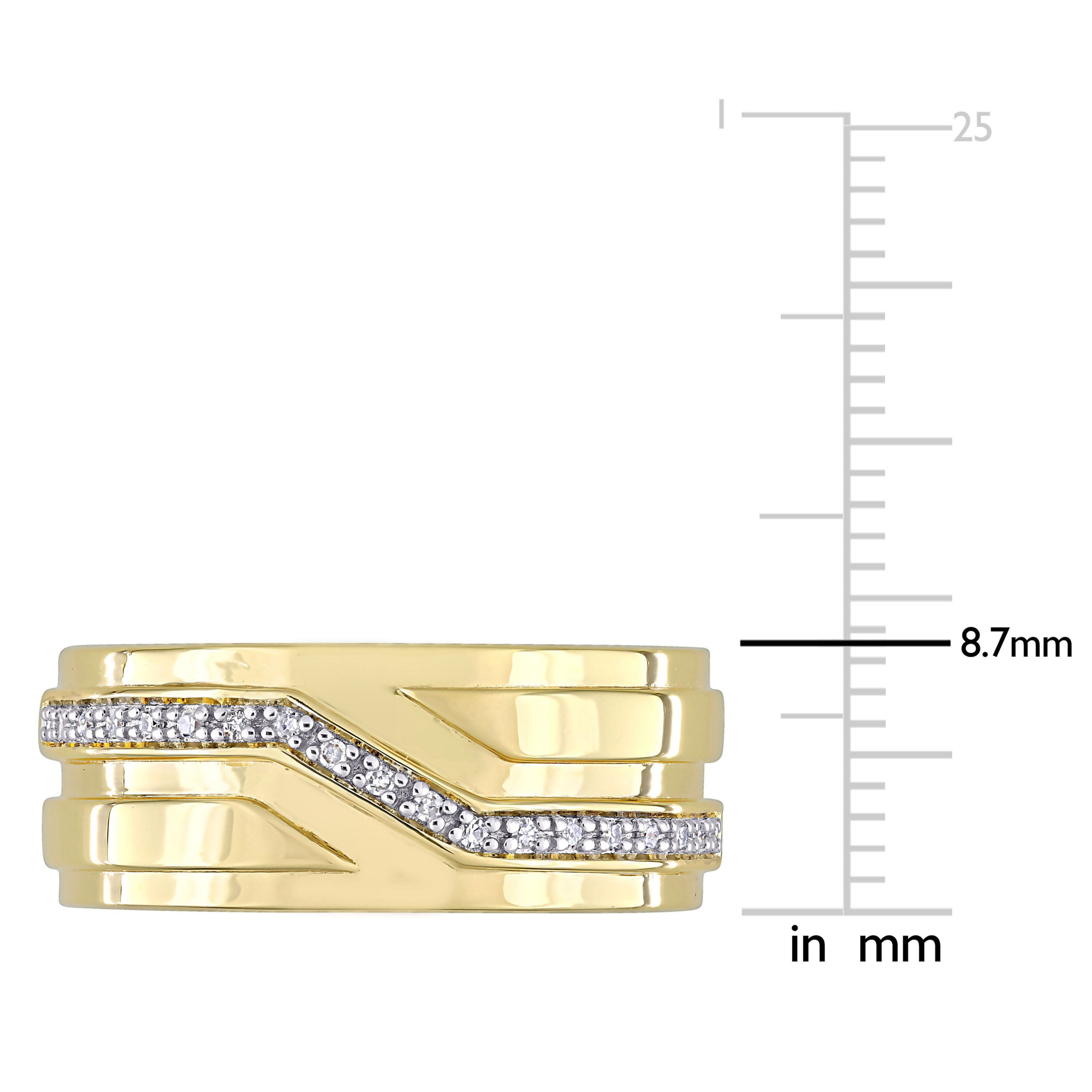 1/10 ct. t.w. Diamond Mens Ring in Yellow Plated Sterling Silver