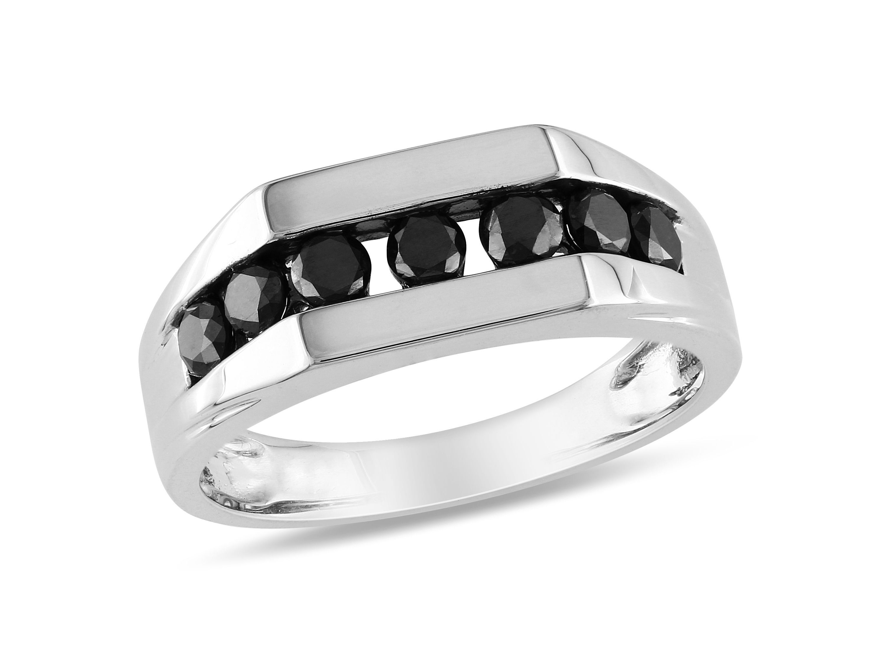 1 ct. t.w. Black Diamond Mens Ring in Sterling Silver