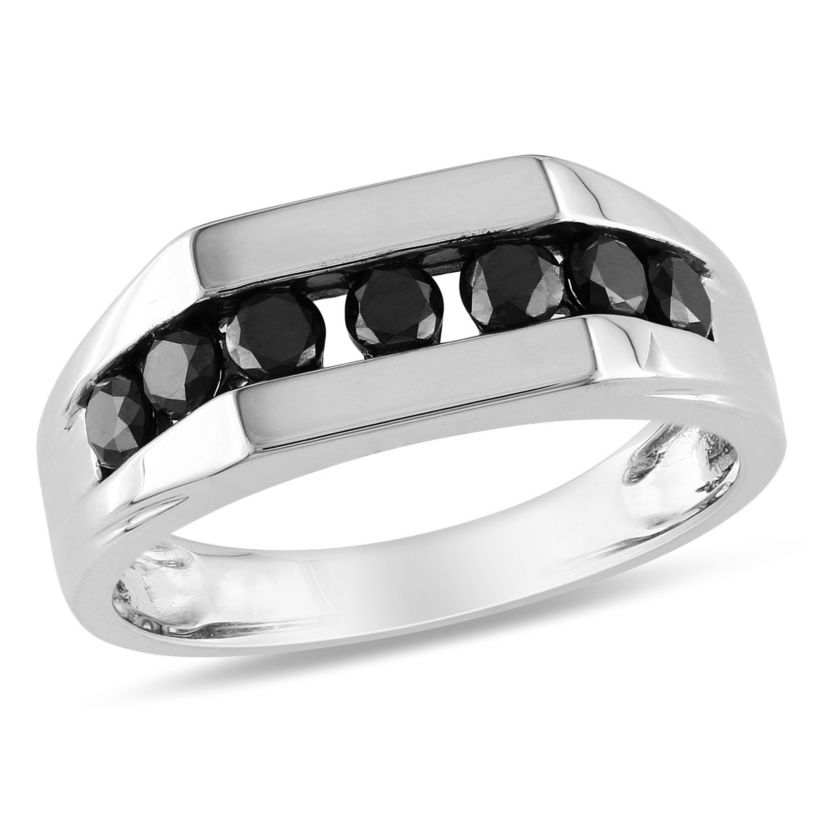 1 ct. t.w. Black Diamond Mens Ring in Sterling Silver