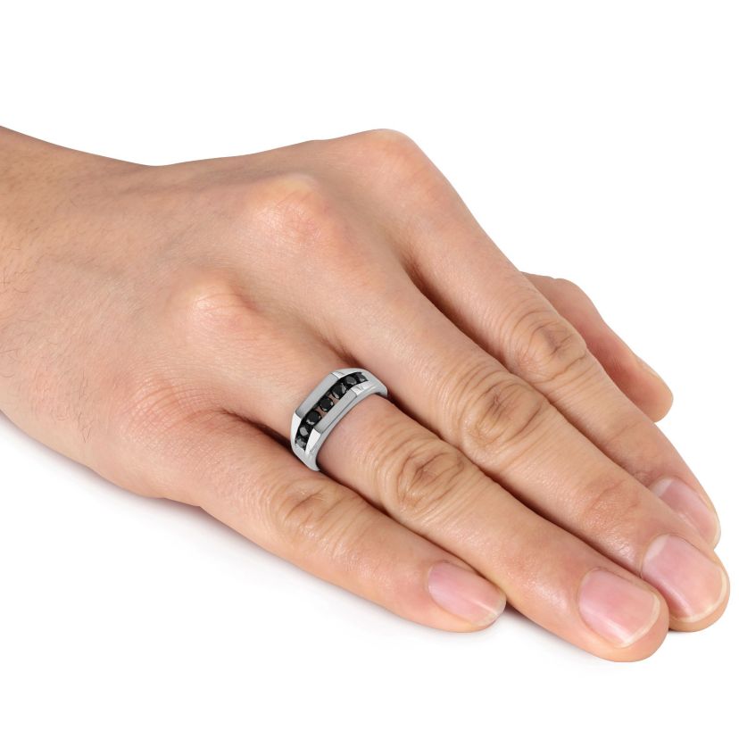 1 ct. t.w. Black Diamond Mens Ring in Sterling Silver