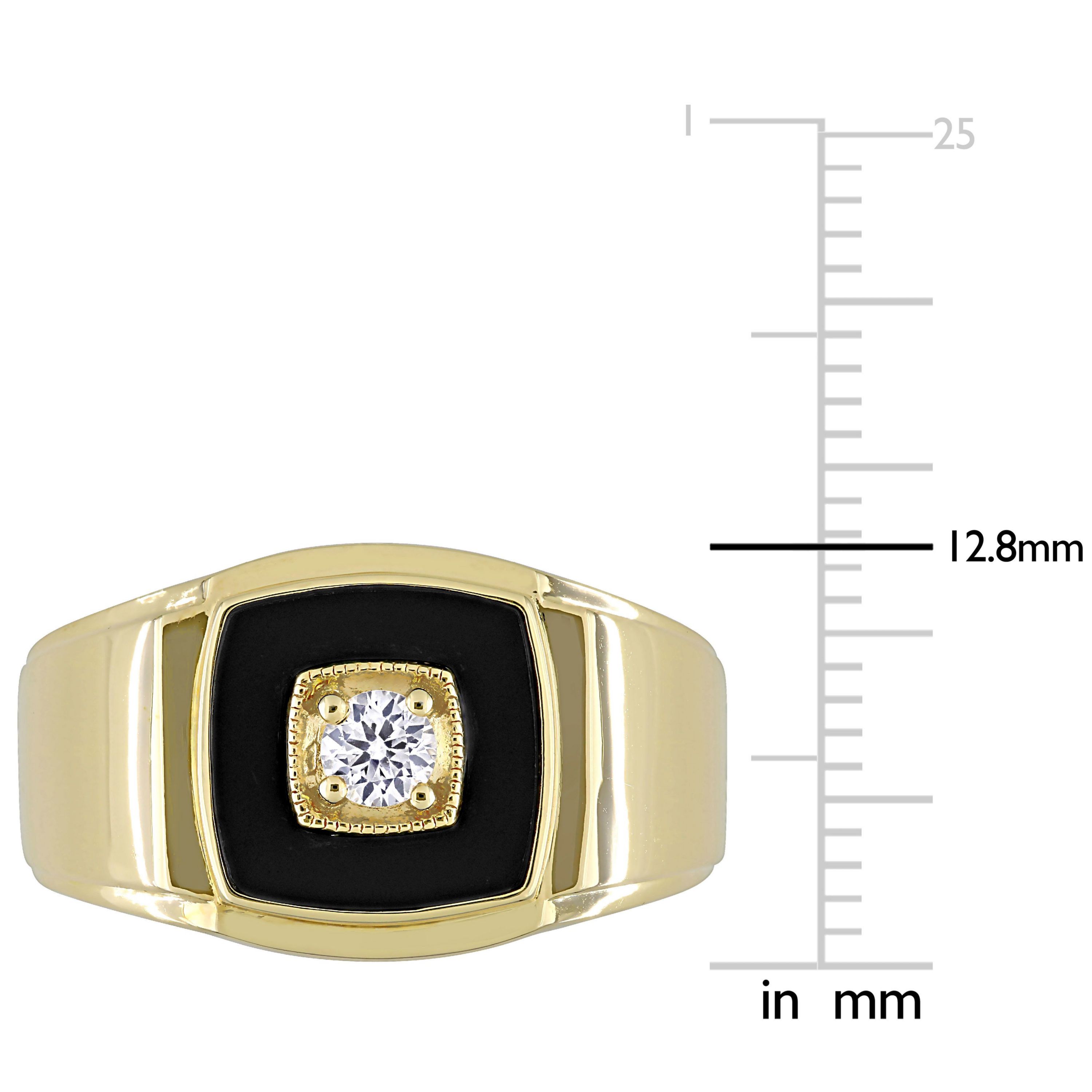 Lab Created Black Onyx and Created White Sapphire Mens Ring in Yellow Plated Sterling Silver