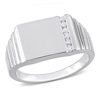 Belk & Co 1/10 ct. t.w. Diamond Men's Ring in Sterling Silver, White, 9.5 -  0075000588896