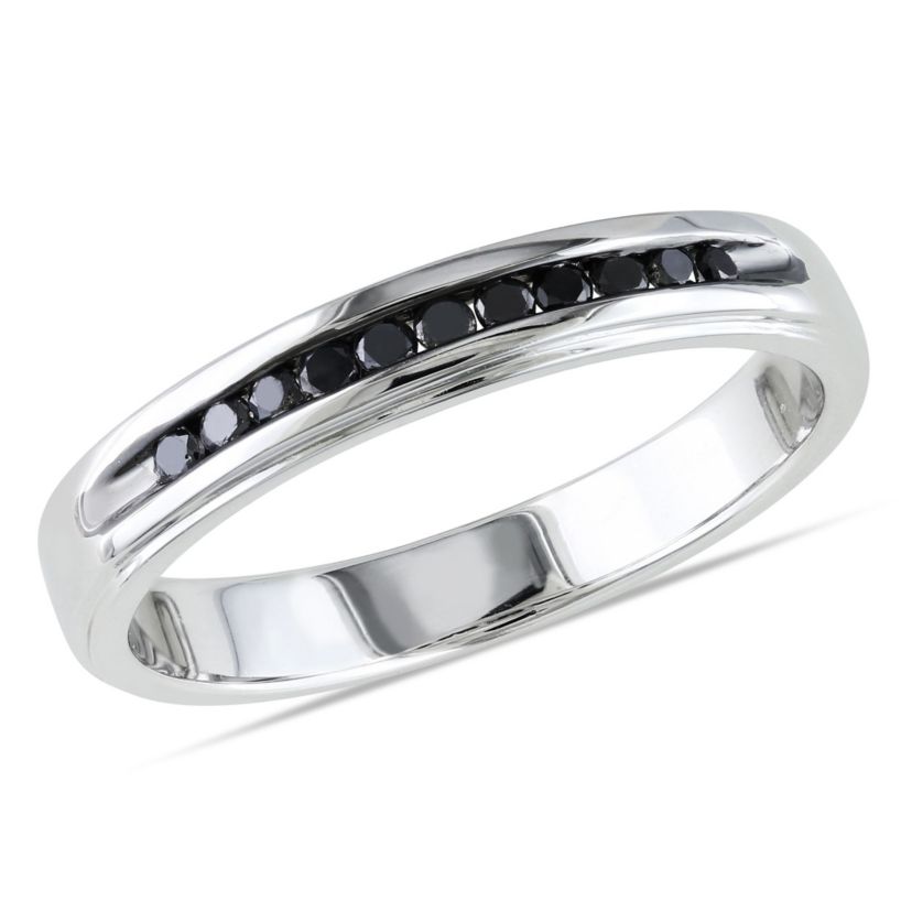 1/4 ct. t.w. Black Diamond Mens Ring in Sterling Silver