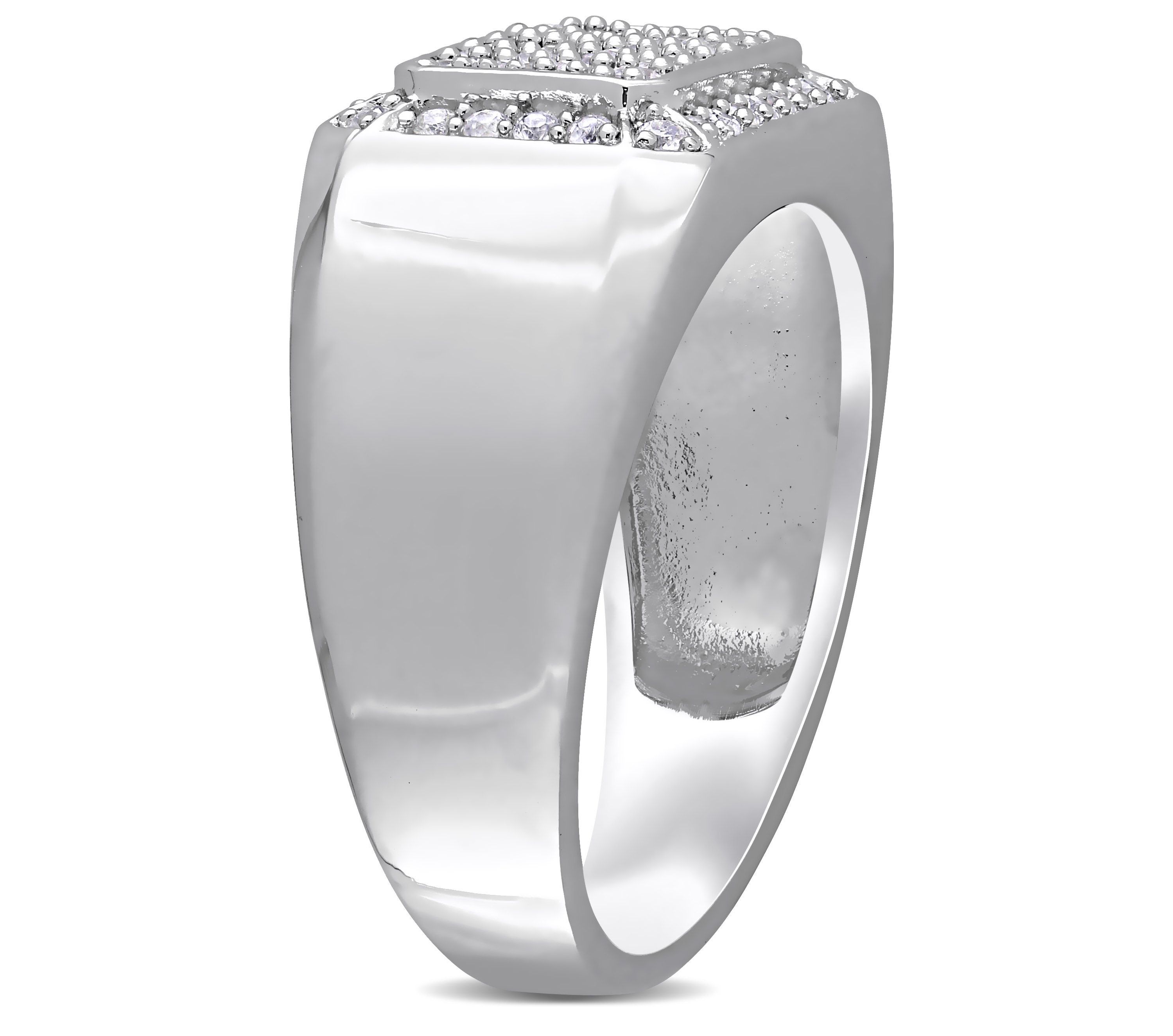 White Sapphire Mens Ring in Sterling Silver