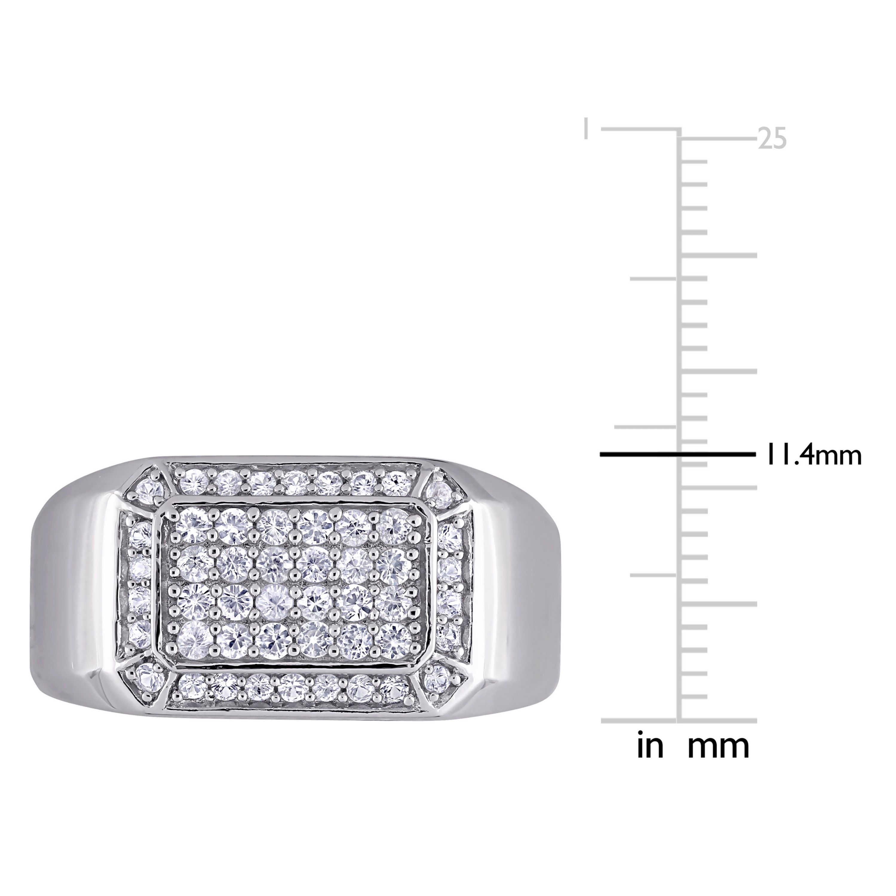 White Sapphire Mens Ring in Sterling Silver