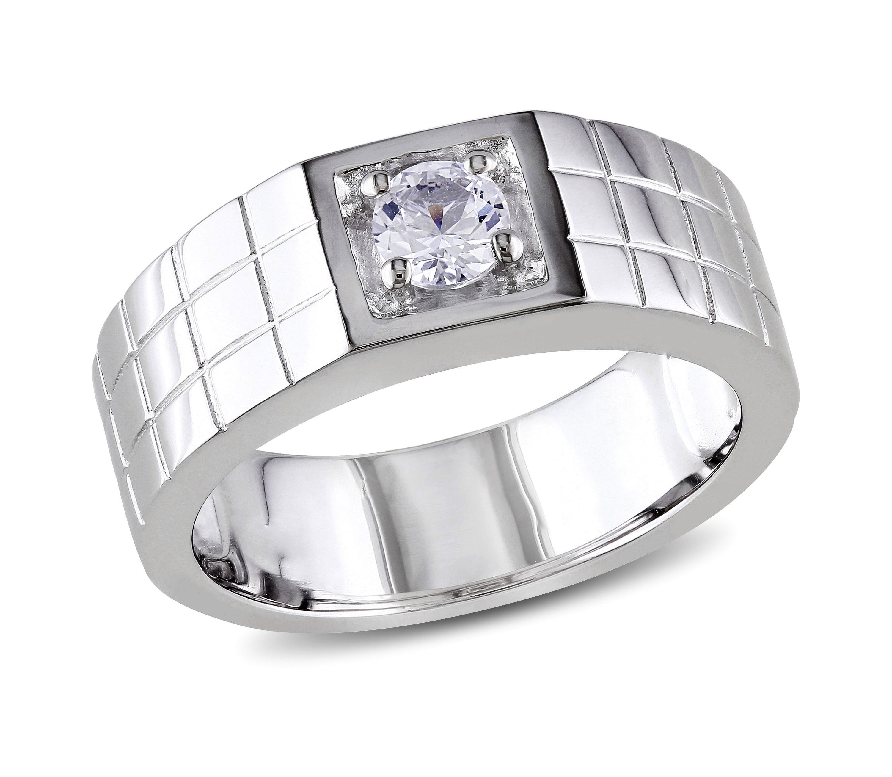Lab Created Created White Sapphire Mens Ring in Sterling Silver