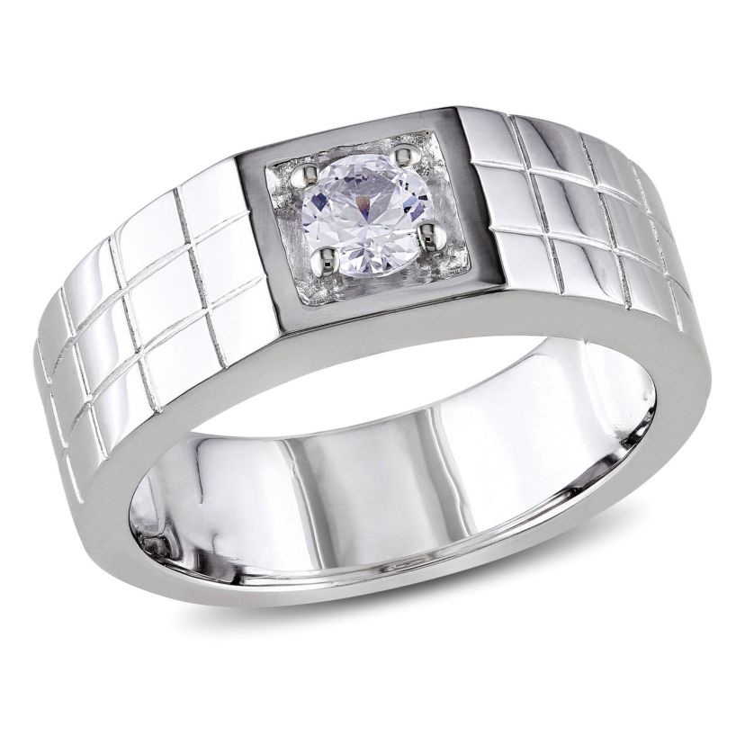 Lab Created Created White Sapphire Mens Ring in Sterling Silver