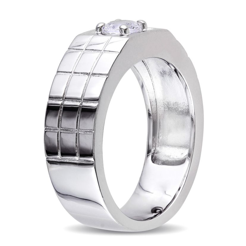 Lab Created Created White Sapphire Mens Ring in Sterling Silver