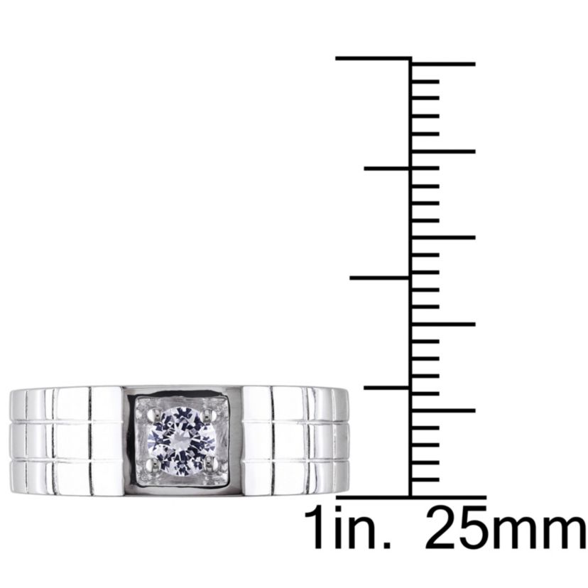 Lab Created Created White Sapphire Mens Ring in Sterling Silver