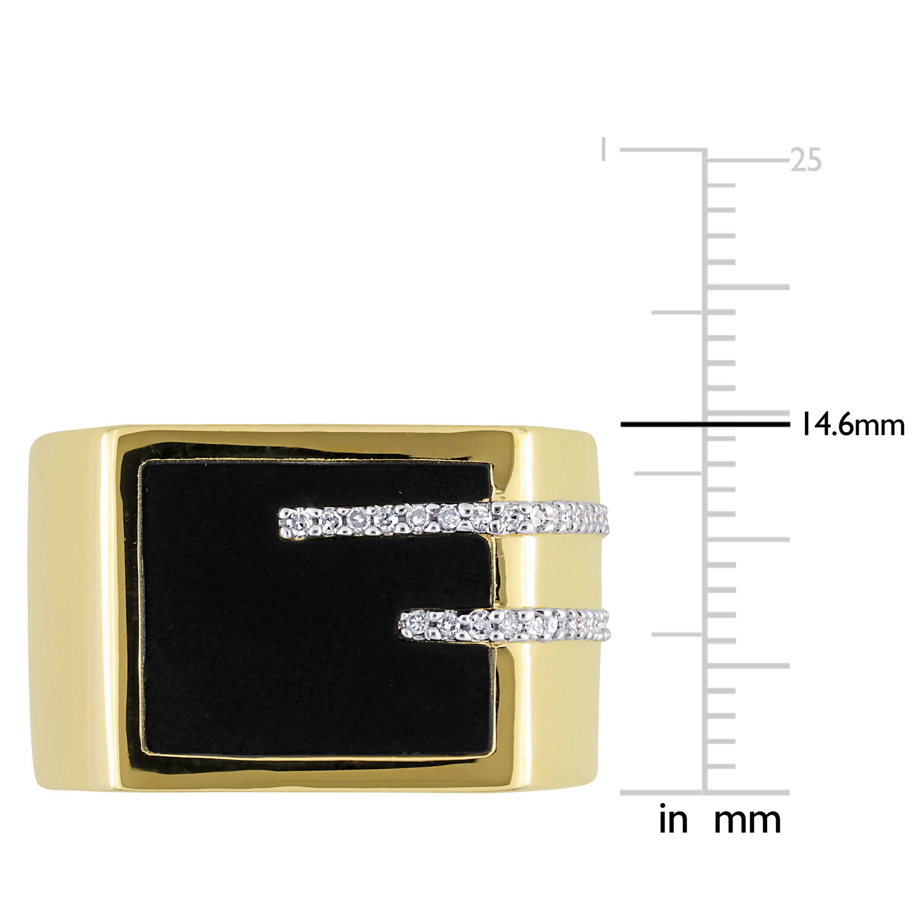 1/6 ct. t.w. Diamond and Black Onyx Mens Ring in Yellow Plated Sterling Silver