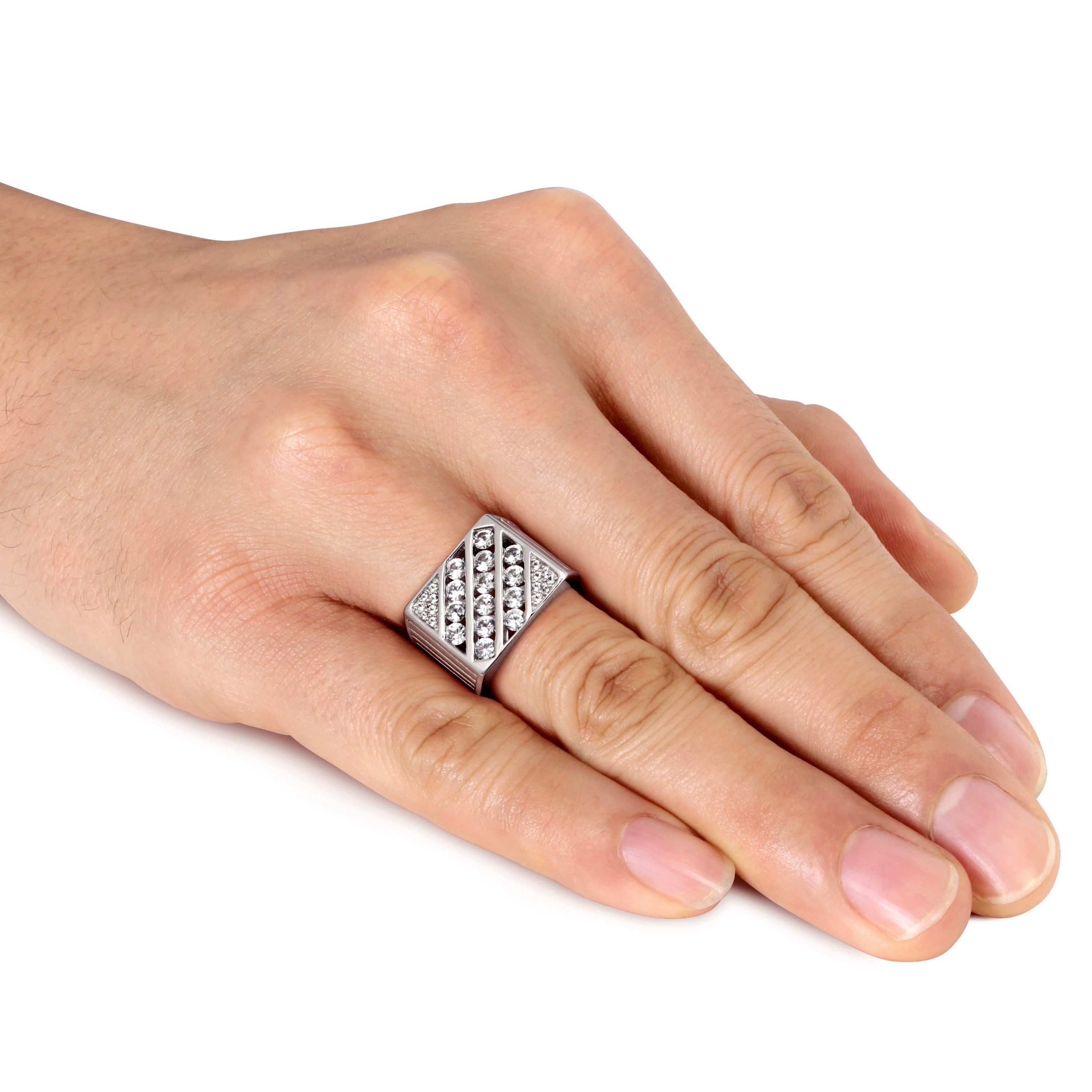Lab Created Created White Sapphire Mens Ring in Sterling Silver