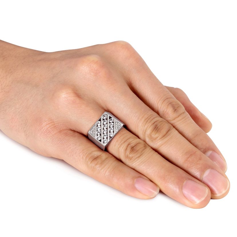 Lab Created Created White Sapphire Mens Ring in Sterling Silver
