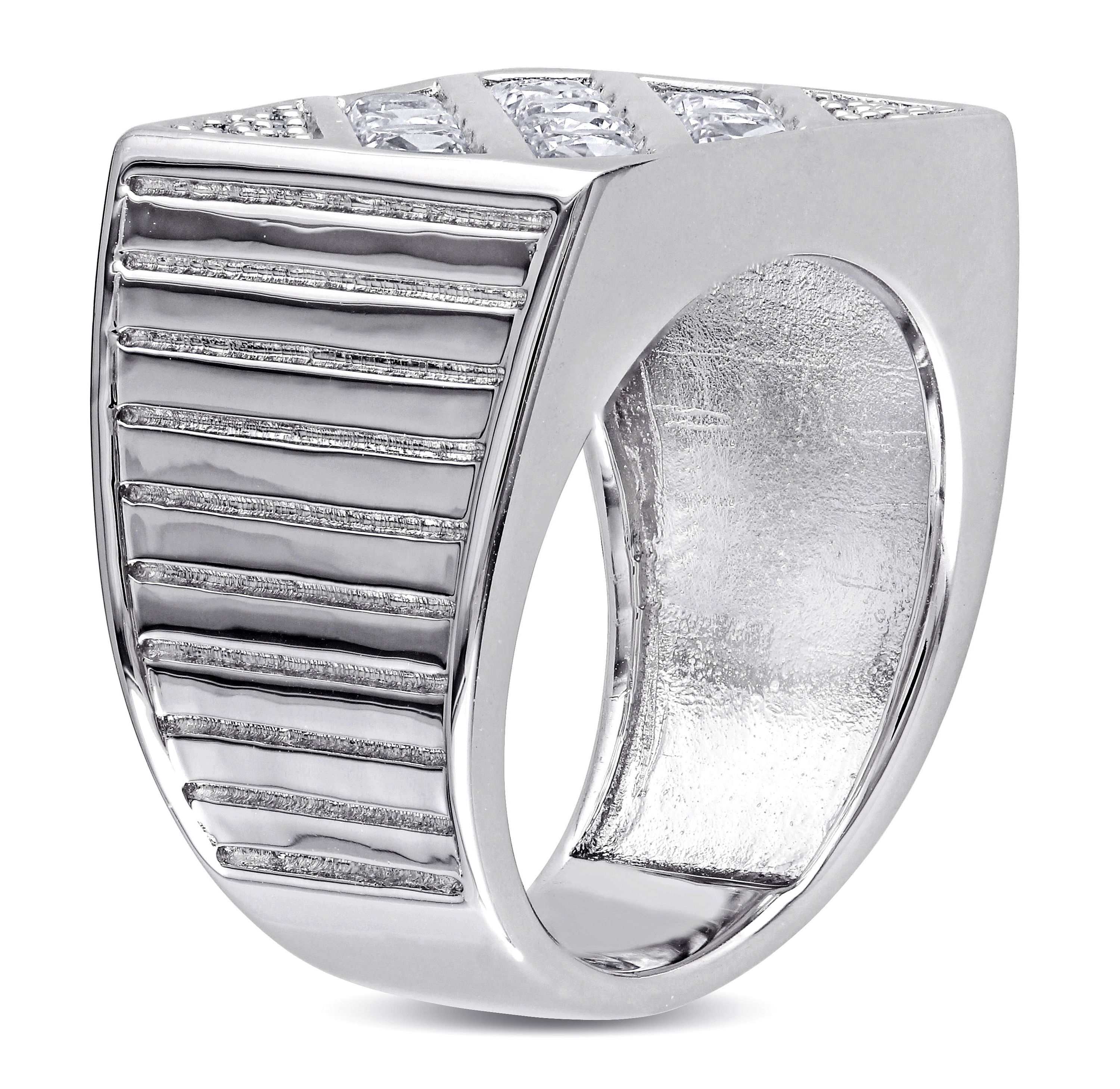 Lab Created Created White Sapphire Mens Ring in Sterling Silver