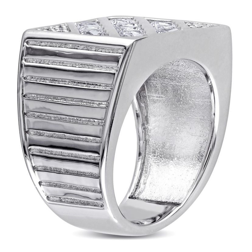 Lab Created Created White Sapphire Mens Ring in Sterling Silver