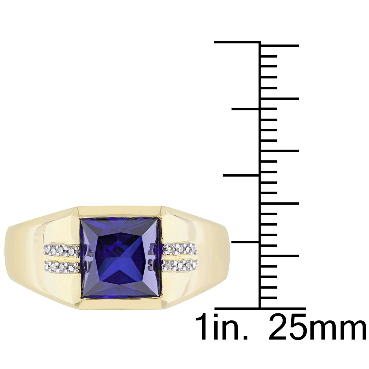 Lab Created 1/10 ct. t.w. Diamond and Created Blue Sapphire Mens Ring in 10K Yellow Gold