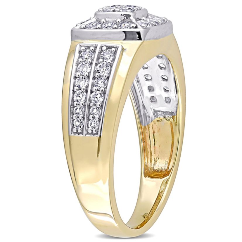 Lab Created Created White Sapphire Mens Ring in 10K Two-Tone Gold