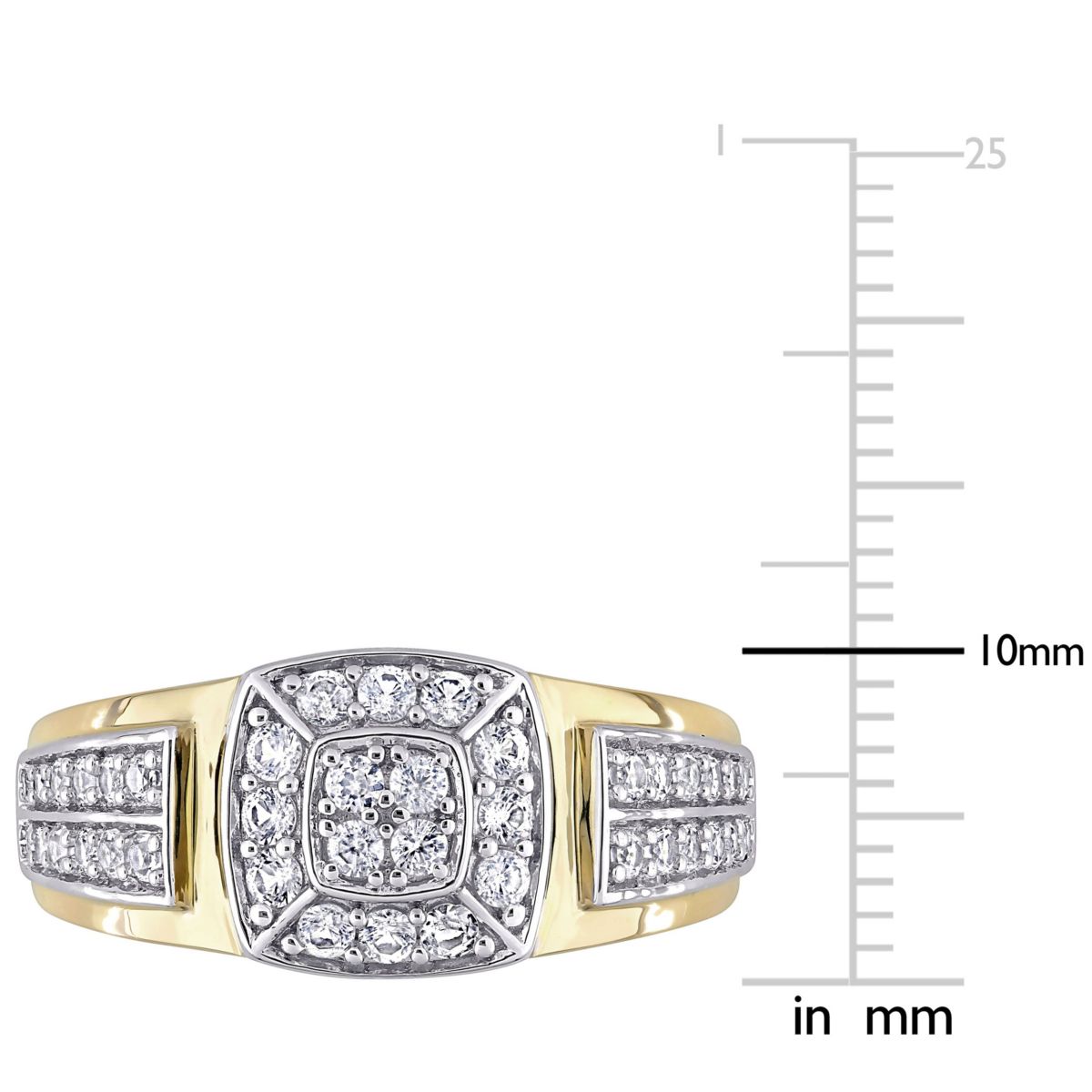 Lab Created Created White Sapphire Mens Ring in 10K Two-Tone Gold