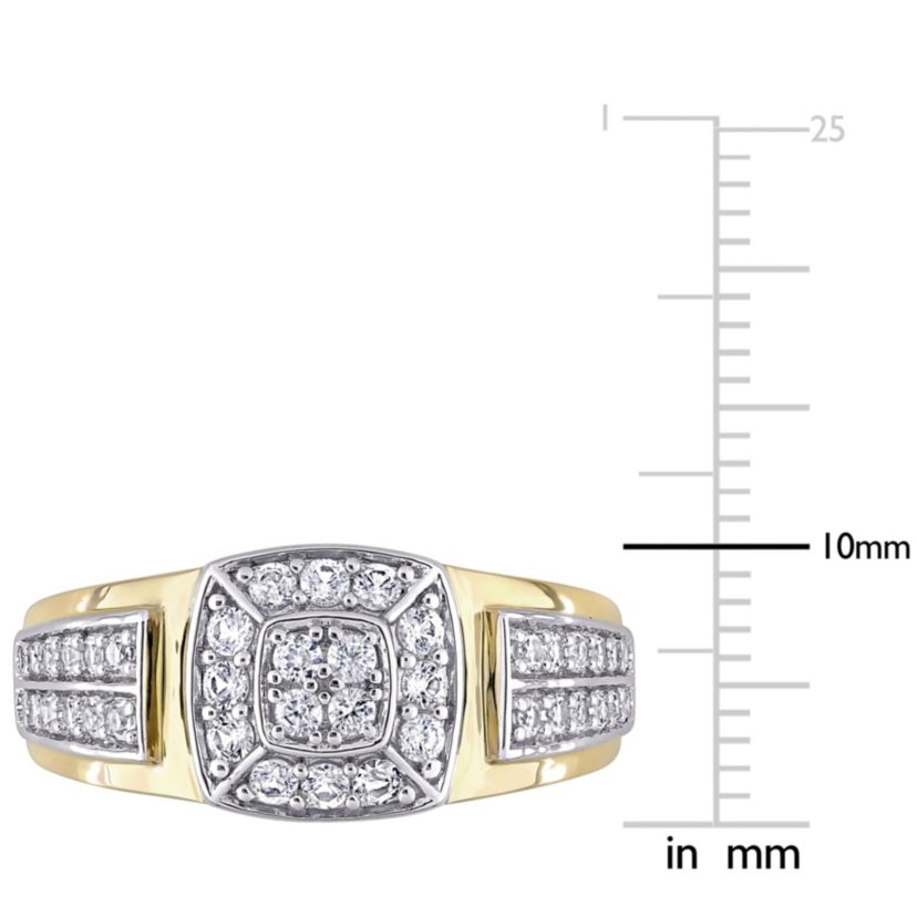 Lab Created Created White Sapphire Mens Ring in 10K Two-Tone Gold
