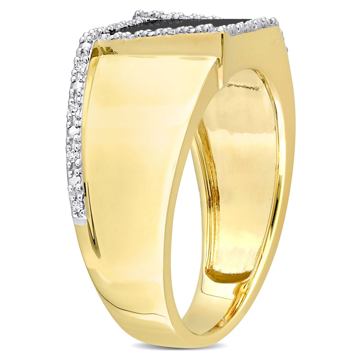 Belk & Co. 1/10 ct. t.w. Diamond and Black Onyx Men's Ring in 10K ...