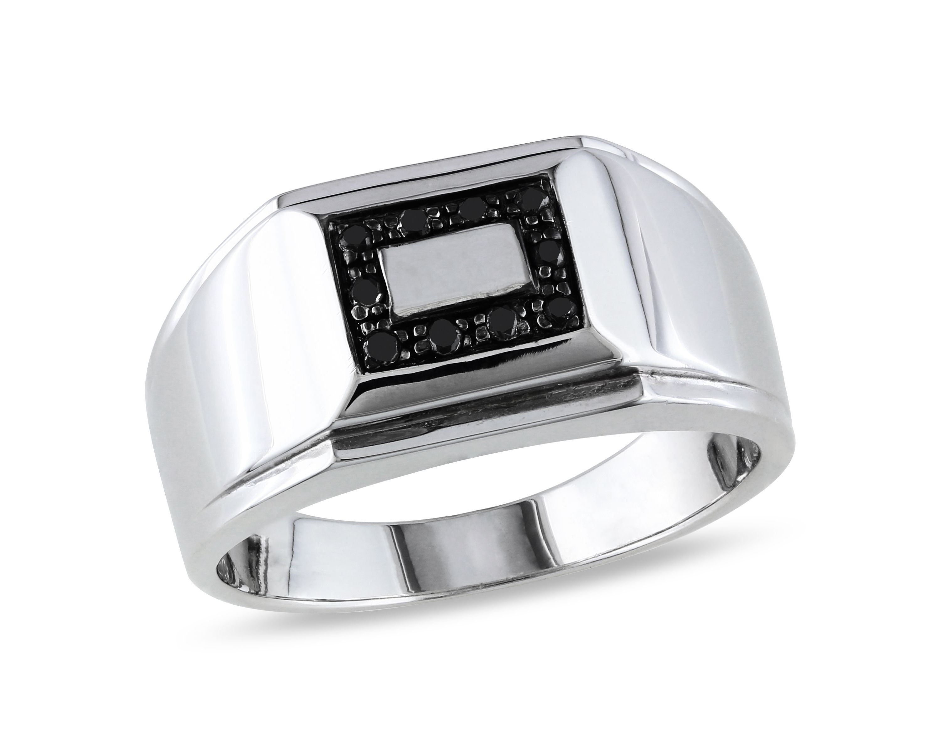 1/10 ct. t.w. Black Diamond Mens Ring in Sterling Silver with Black Rhodium Plated