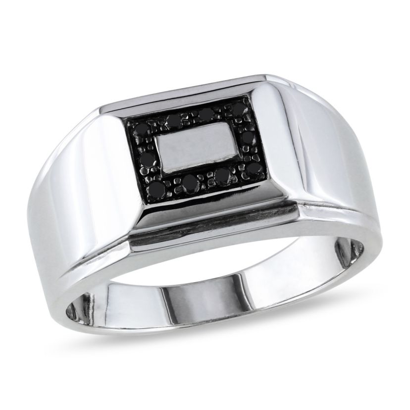 1/10 ct. t.w. Black Diamond Mens Ring in Sterling Silver with Black Rhodium Plated